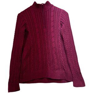 Croft & Barrow Women's Fisherman Cable Knit Sweater Pullover Size M Burgundy
